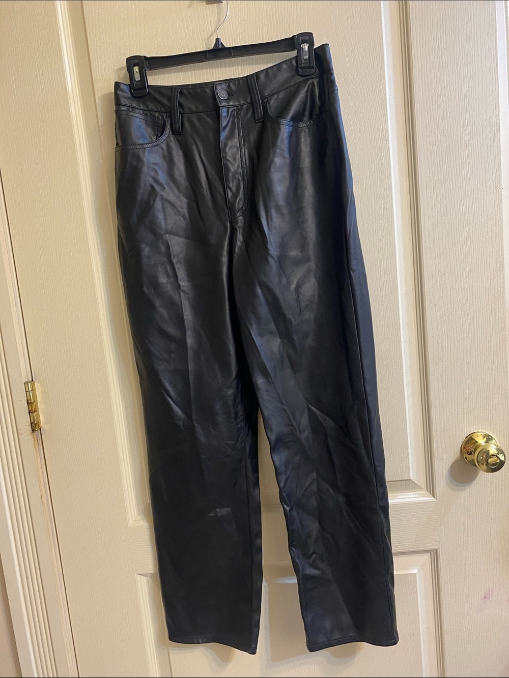 Madewell Black Faux Leather Boyfriend Jeans